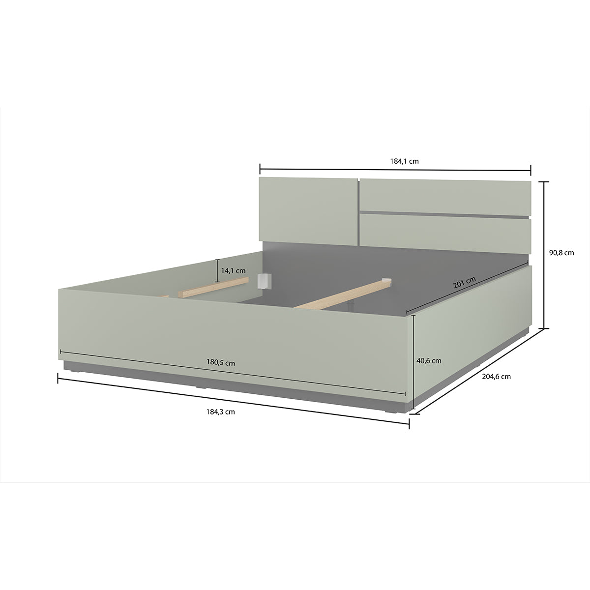 Lit coffre 180x200 sommier inclus Lilia Vert - vue 7