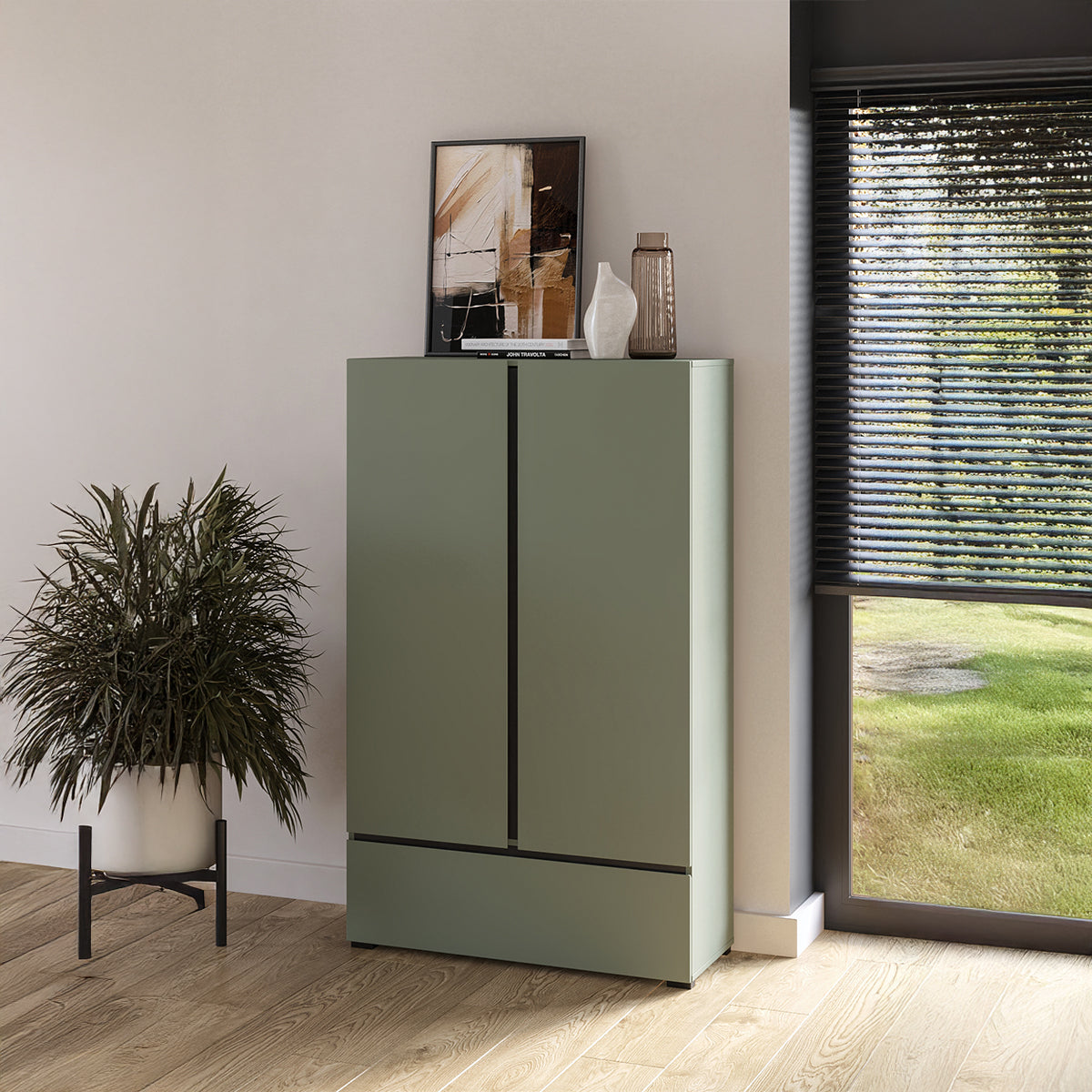 Petite armoire 2 portes 1 tiroir Lilia Vert - vue 3