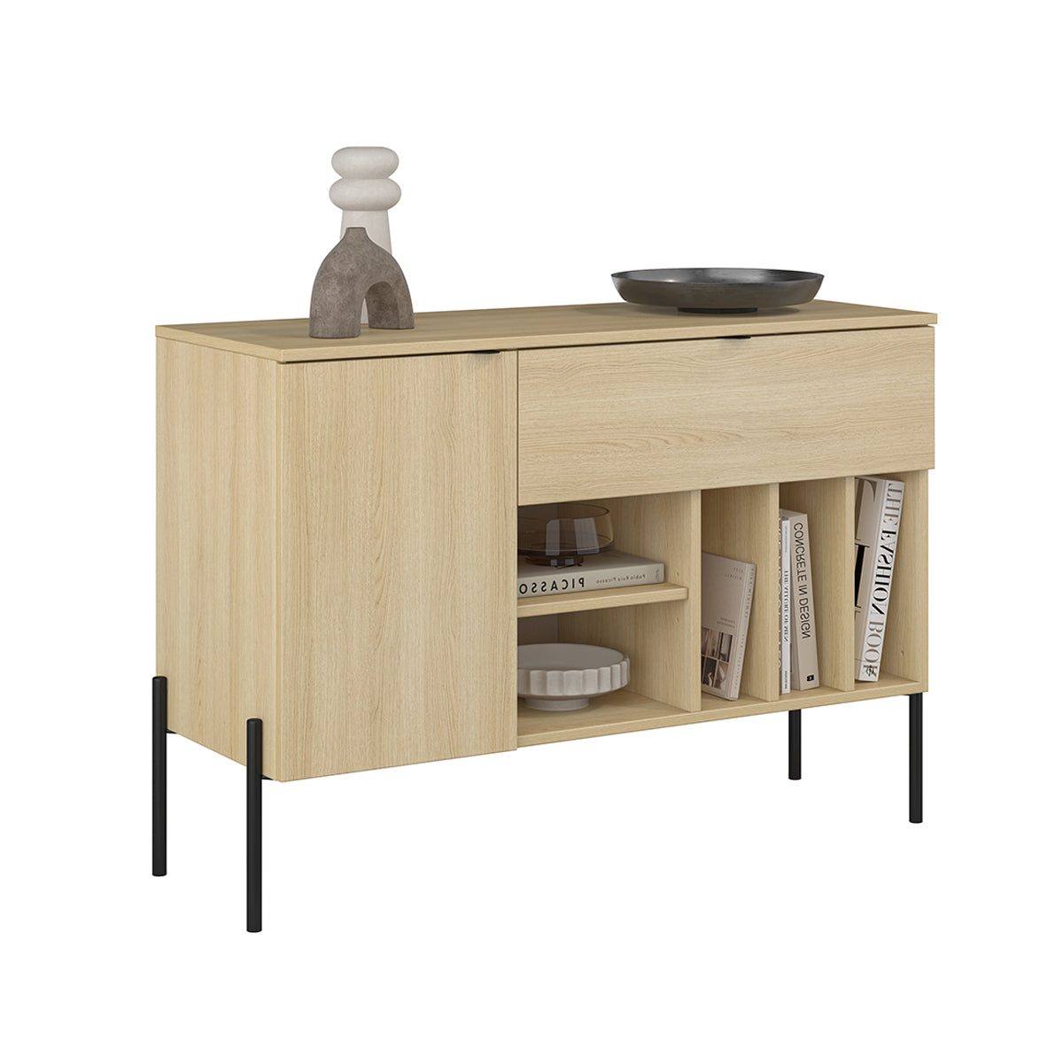 Buffet 1 porte 1 tiroir Lucilla Bois - vue 2
