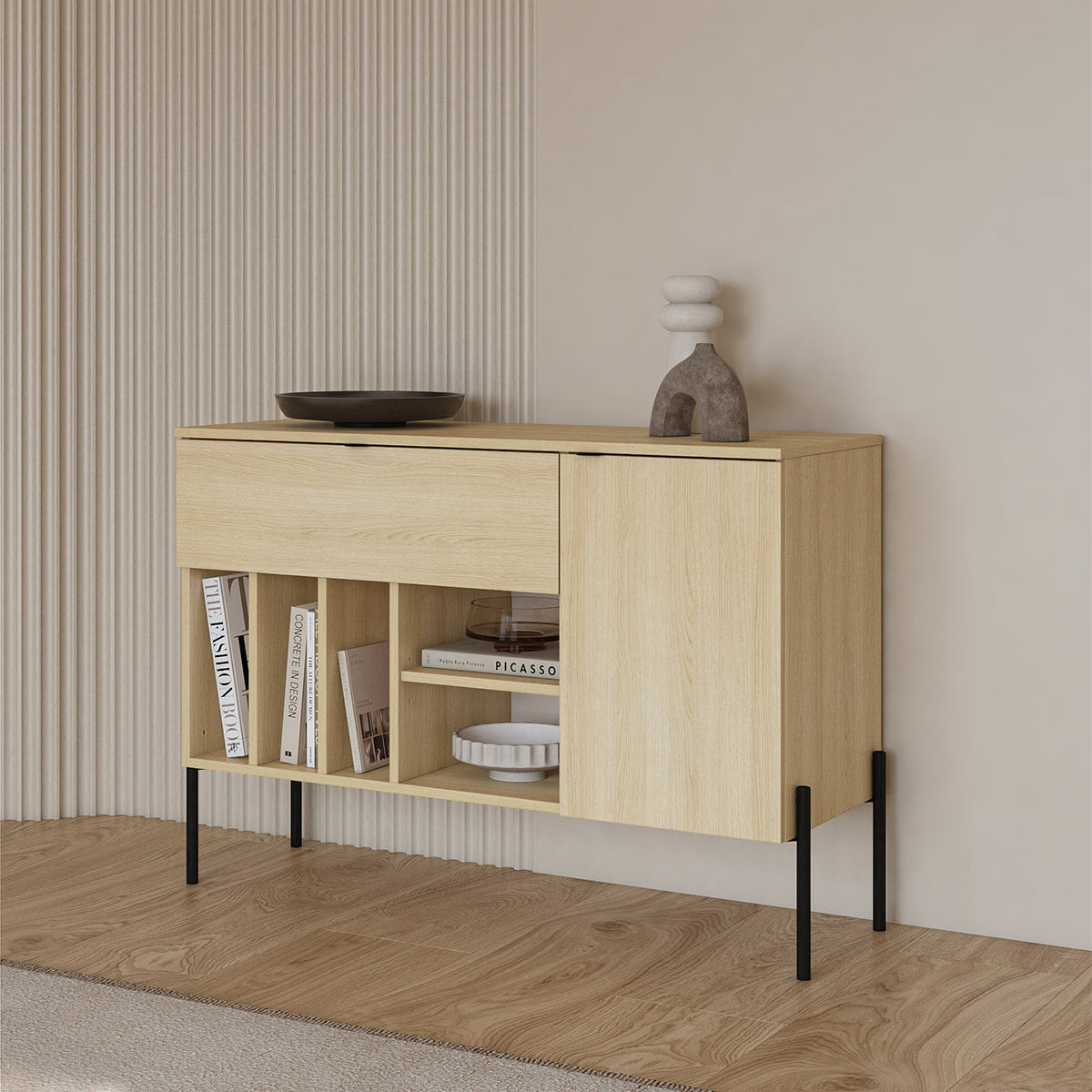 Buffet 1 porte 1 tiroir Lucilla Bois - vue 4