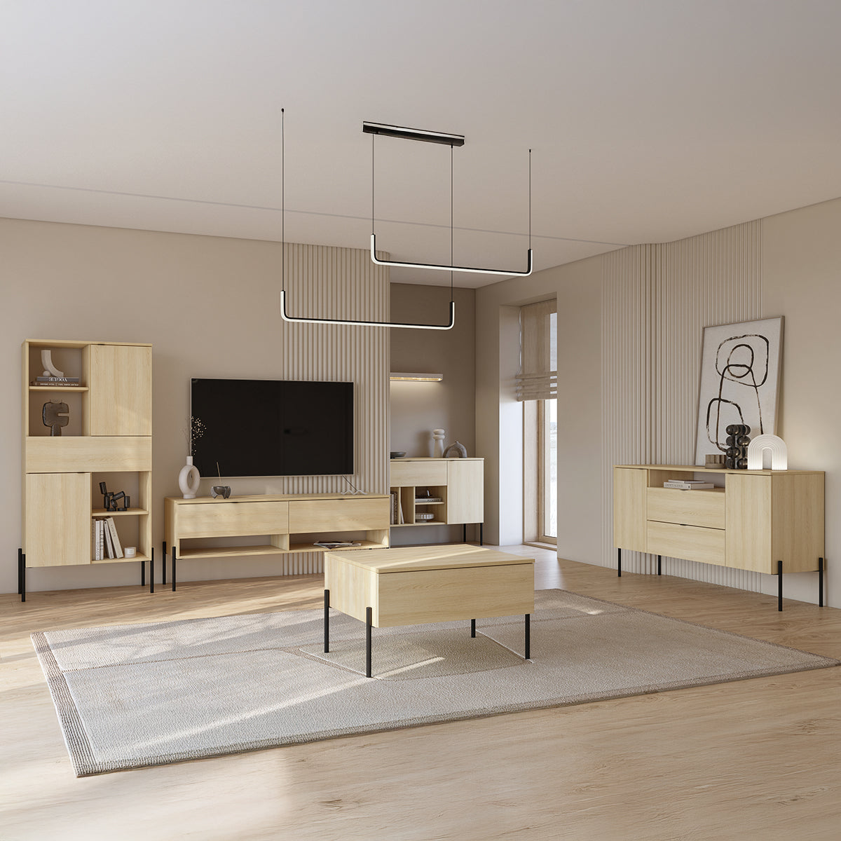 Buffet 2 portes 2 tiroirs Lucilla Bois - vue 5