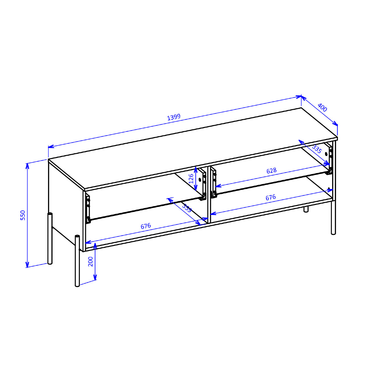 Meuble TV 2 tiroirs 140 cm Lucilla Bois - vue 6