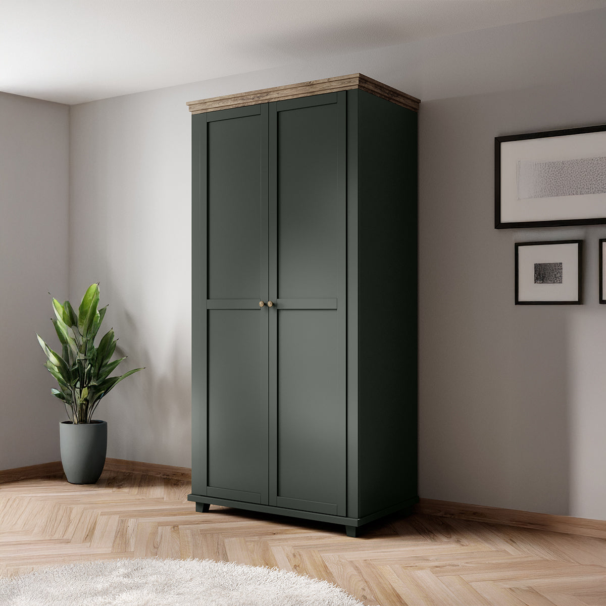 Armoire 2 portes Martin Vert et Bois - vue 4
