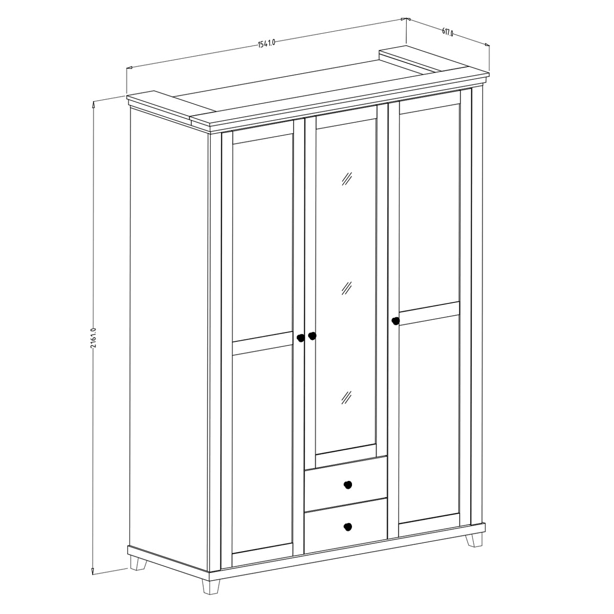 Armoire 3 portes Martin Vert et Bois - vue 7