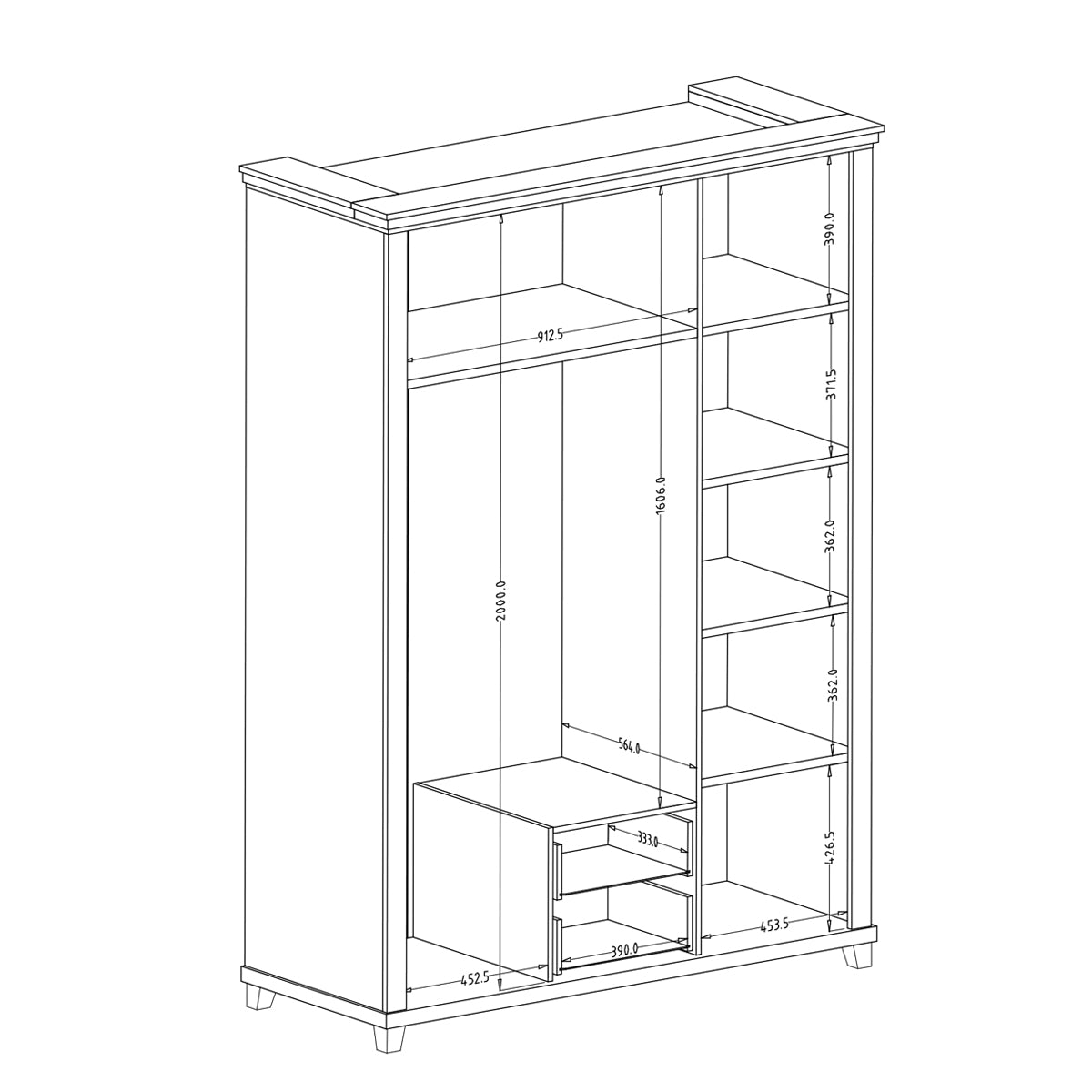 Armoire 3 portes Martin Vert et Bois - vue 8