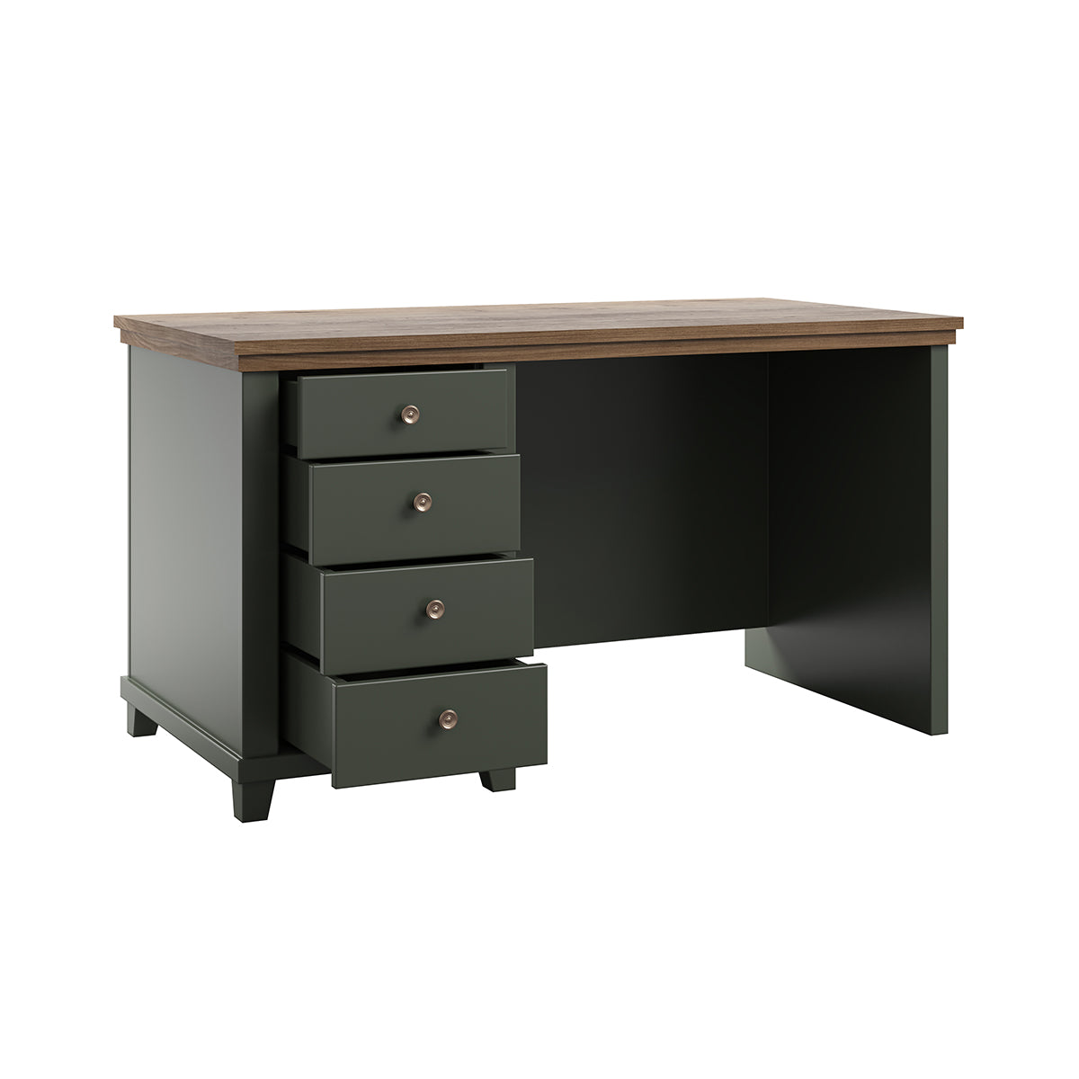 Bureau 4 tiroirs Martin Vert et Bois - vue 3
