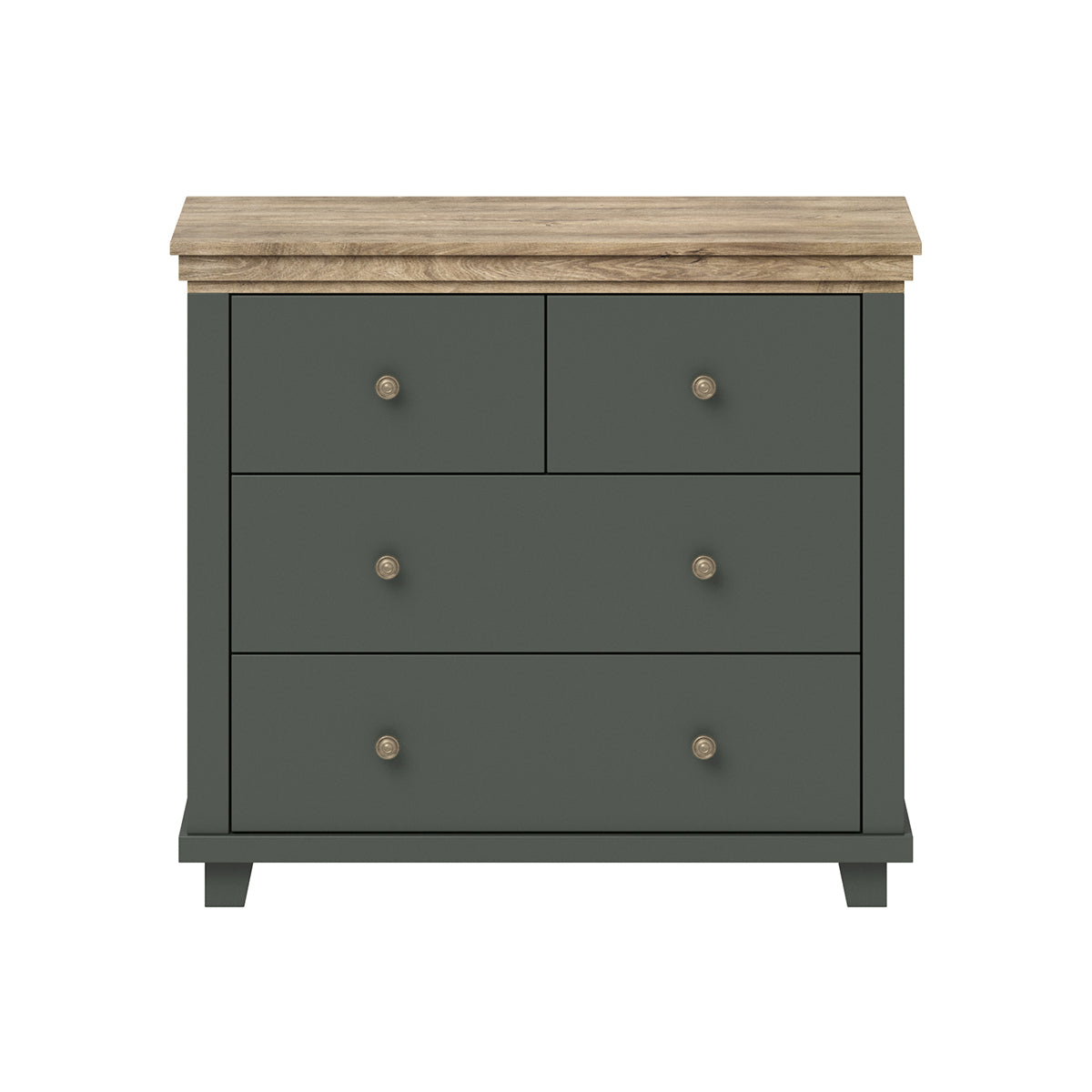 Commode 4 tiroirs Martin Vert et Bois - vue 2