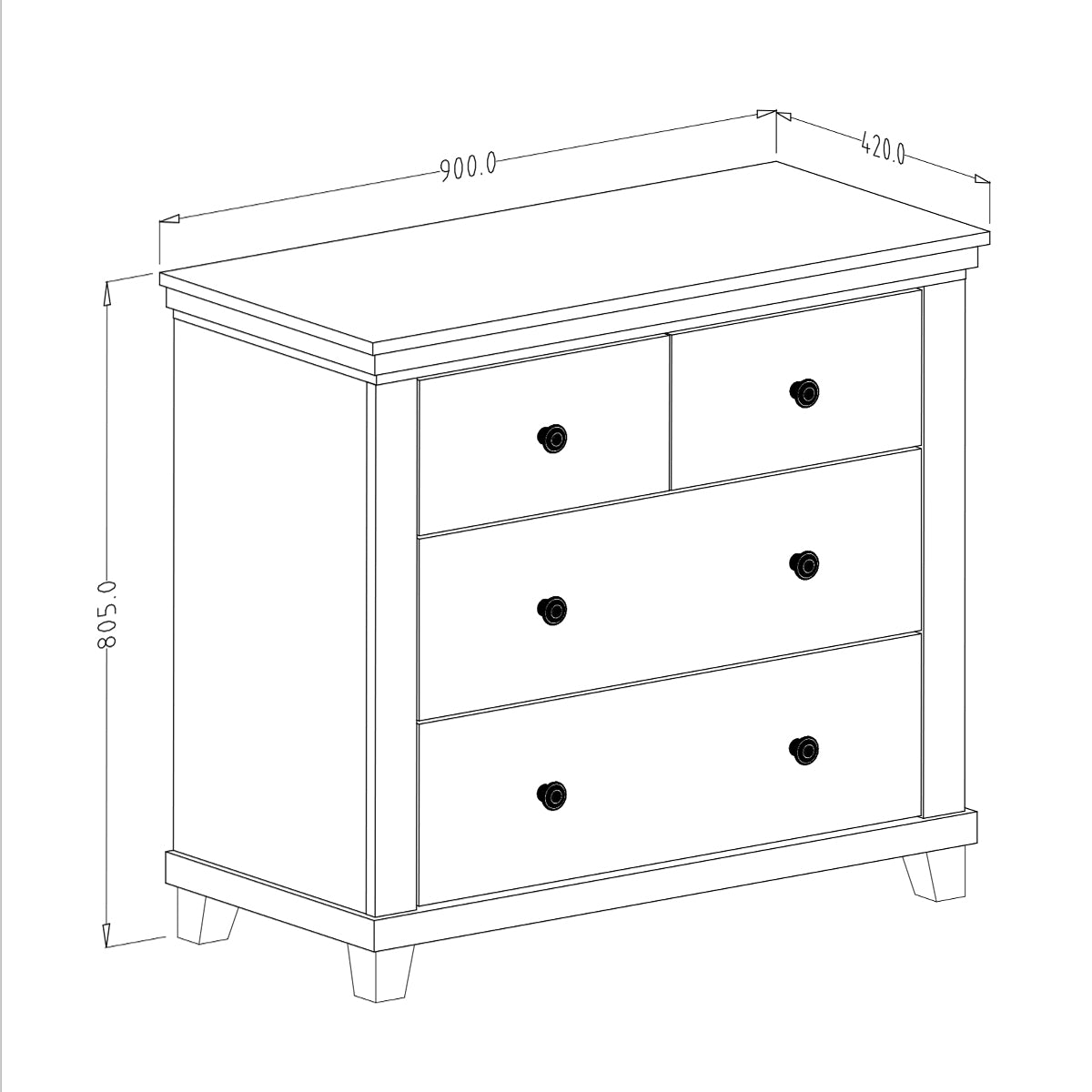 Commode 4 tiroirs Martin Vert et Bois - vue 6