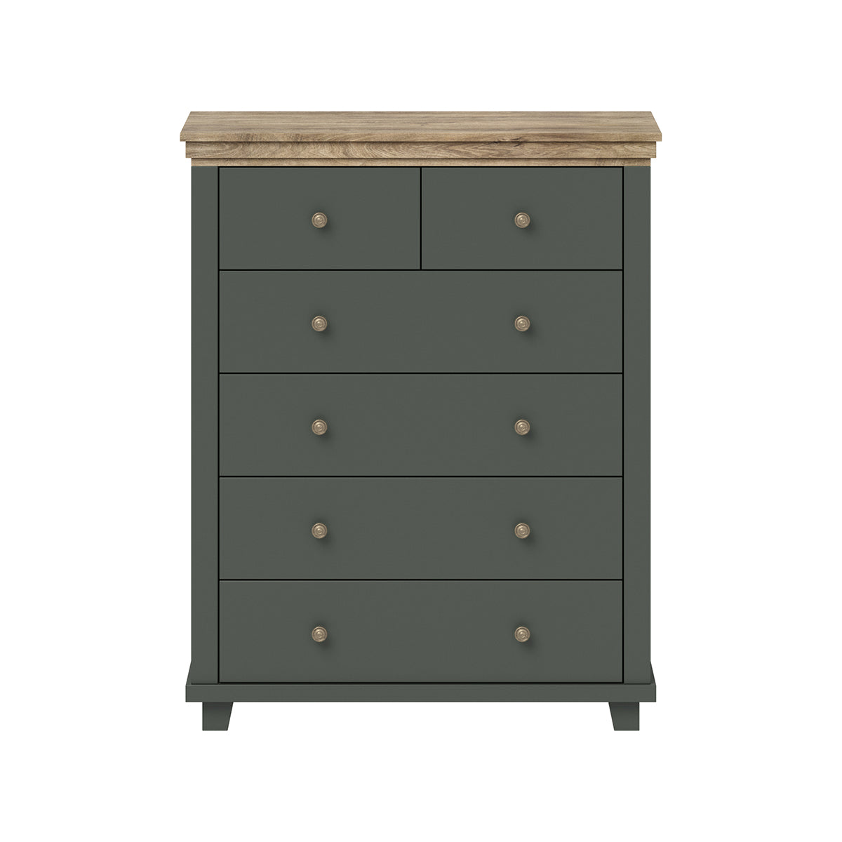 Commode 6 tiroirs Martin Vert et Bois - vue 2