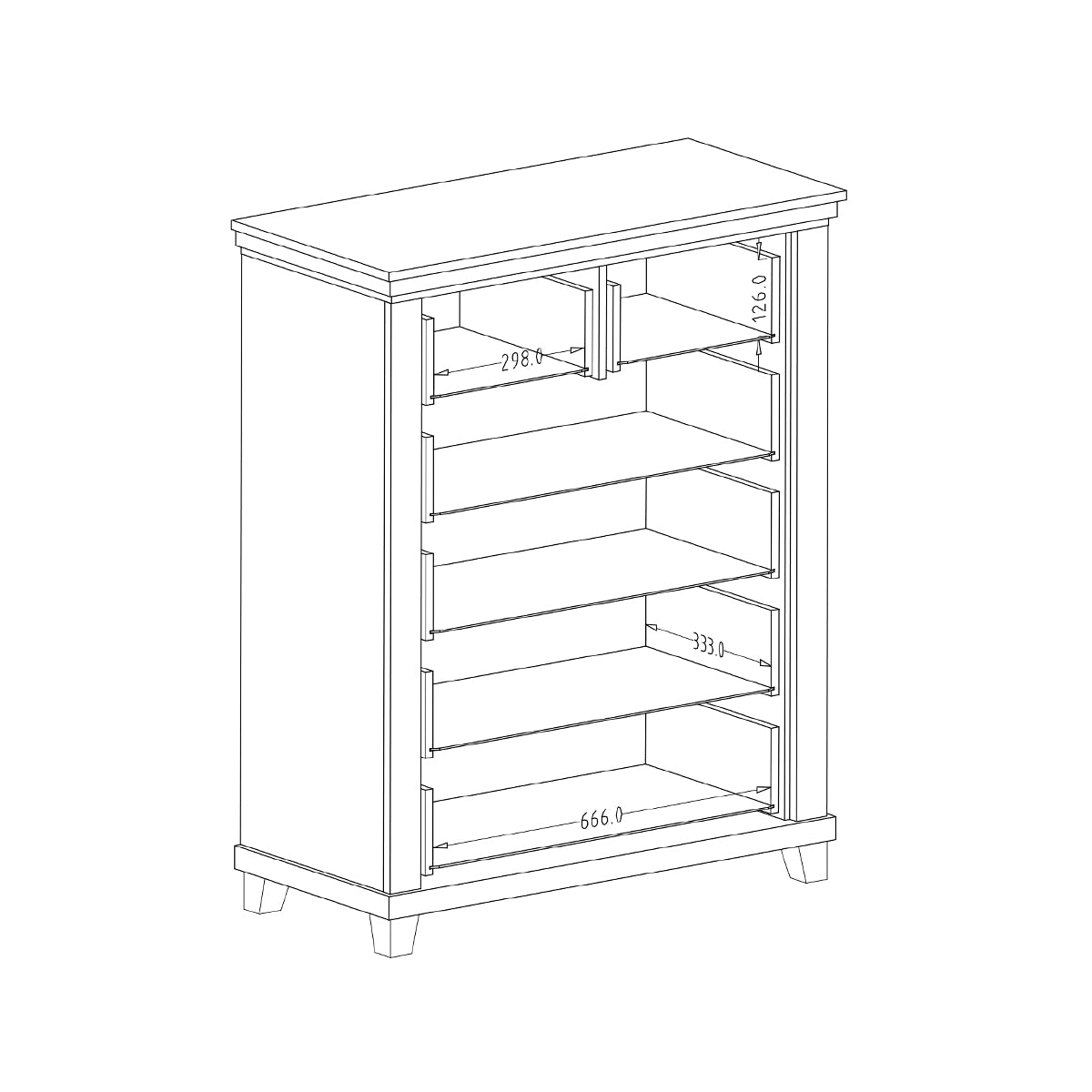 Commode 6 tiroirs Martin Vert et Bois - vue 6