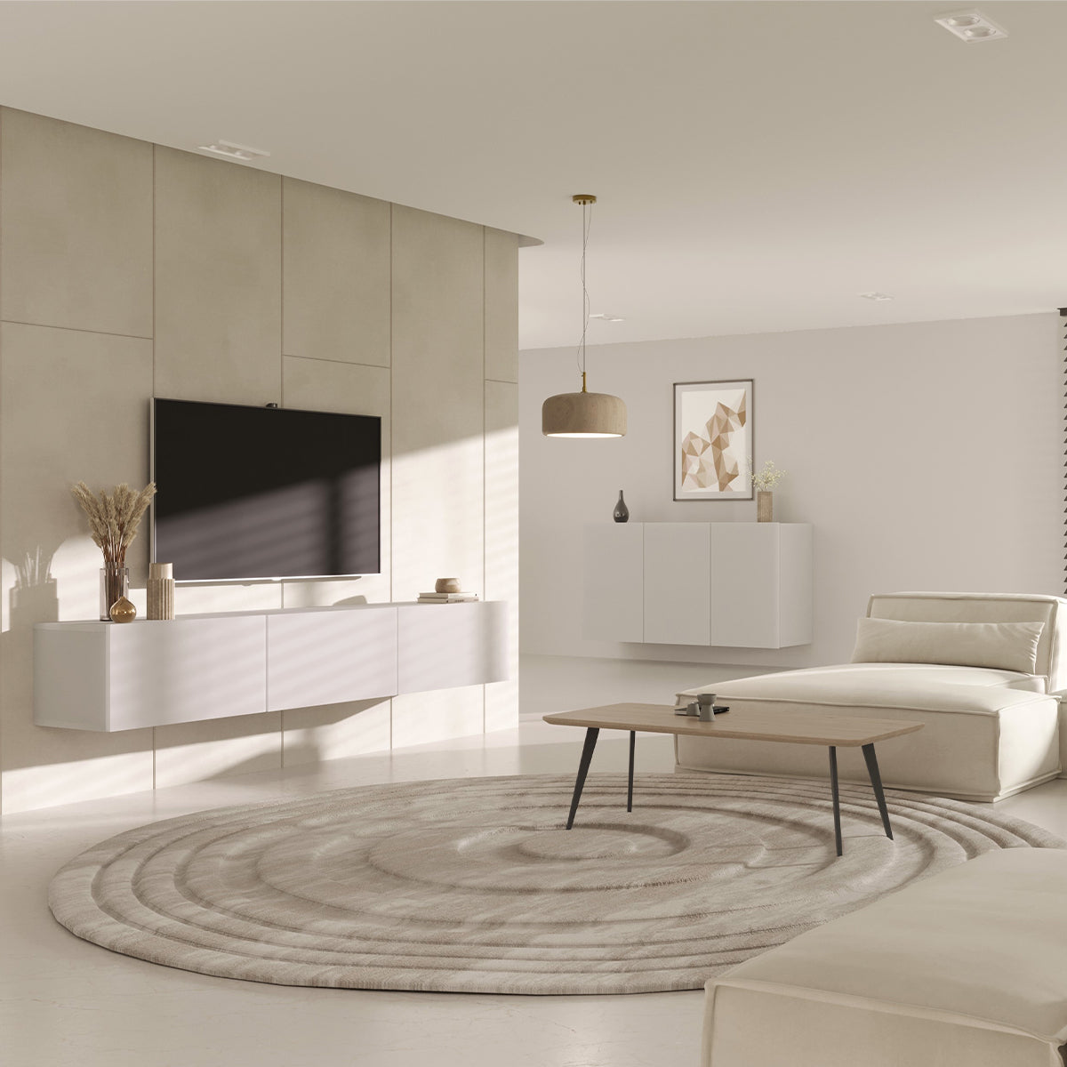 Meuble TV mural 3 portes 160 cm Idao Blanc - vue 5