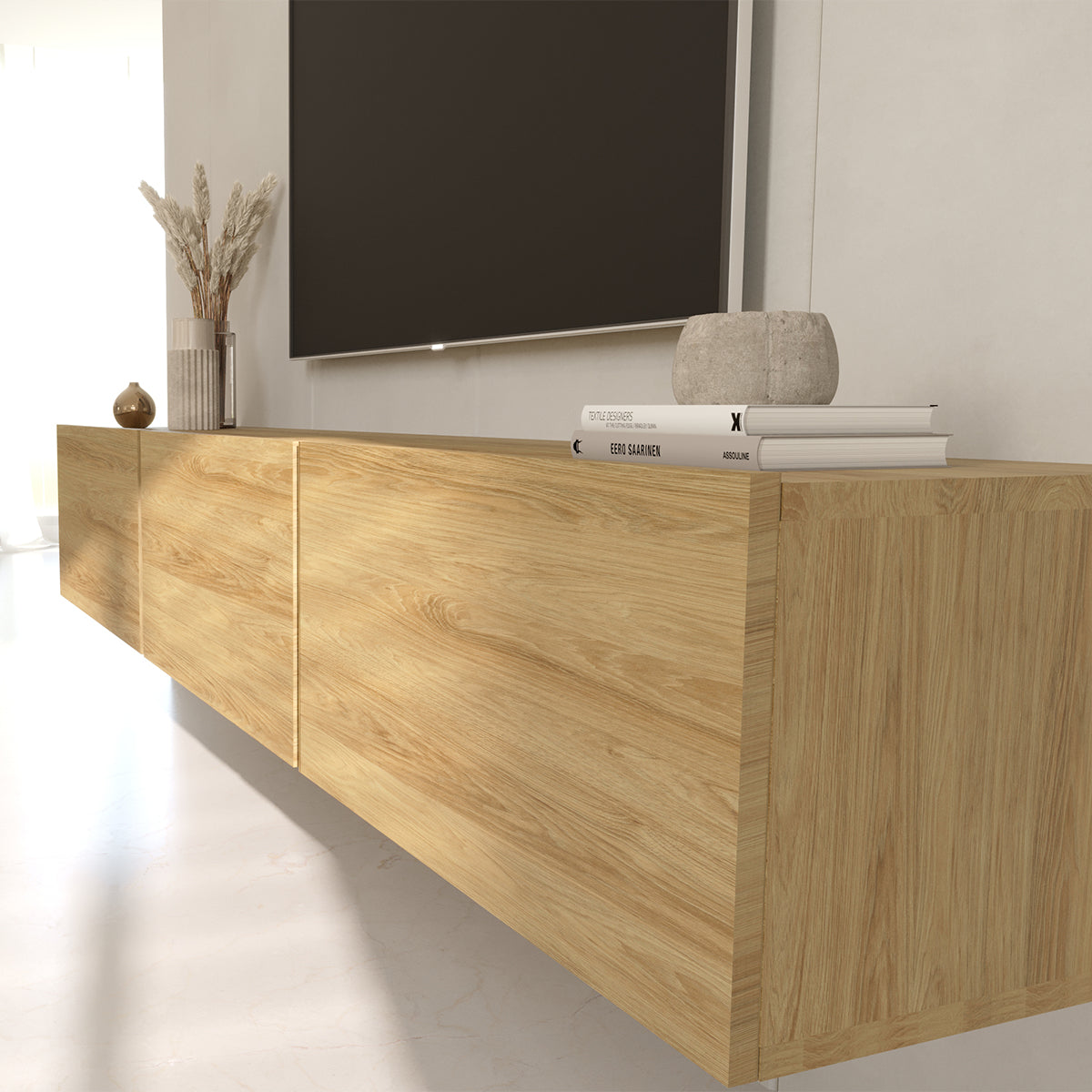 Meuble TV mural 3 portes 180 cm Idao Bois - vue 6
