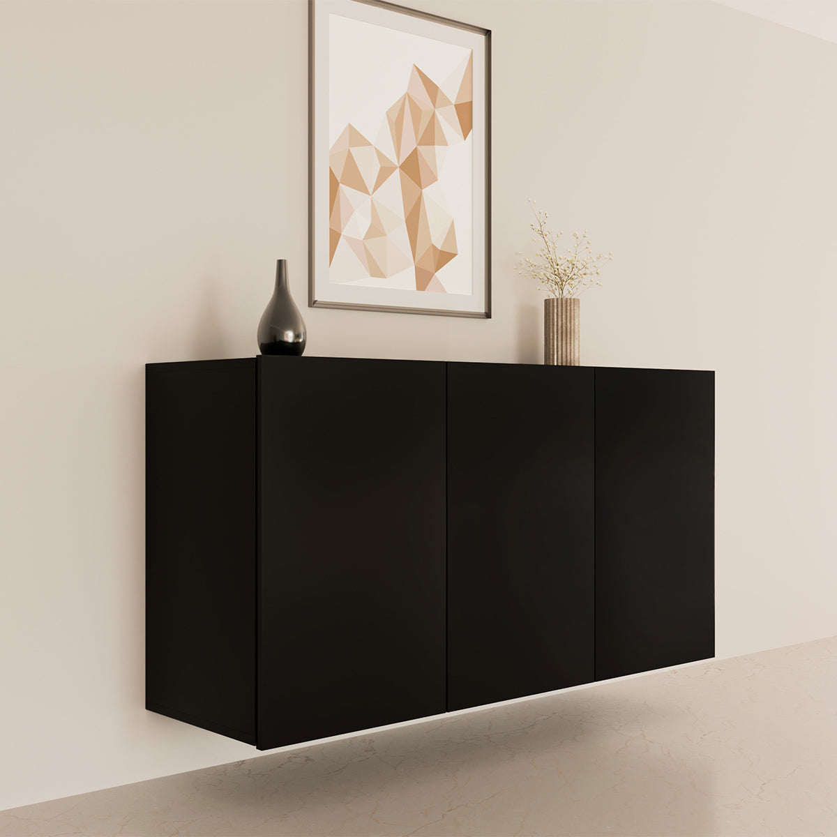 Buffet mural 3 portes Idao Noir - vue 4