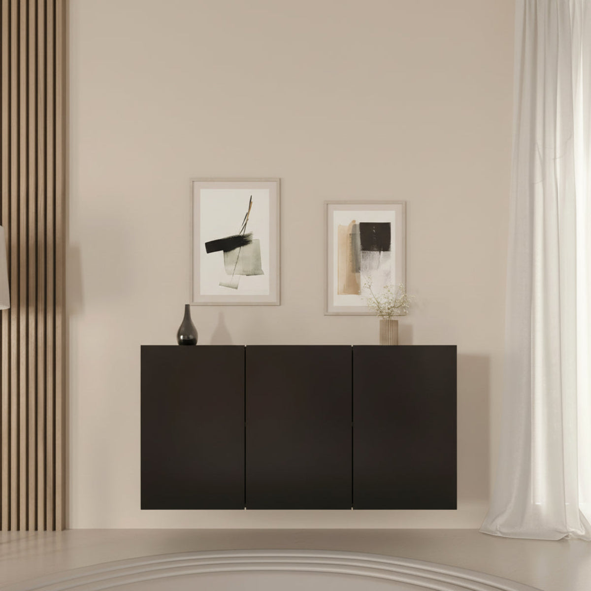 Buffet mural 3 portes Idao Noir - vue 6