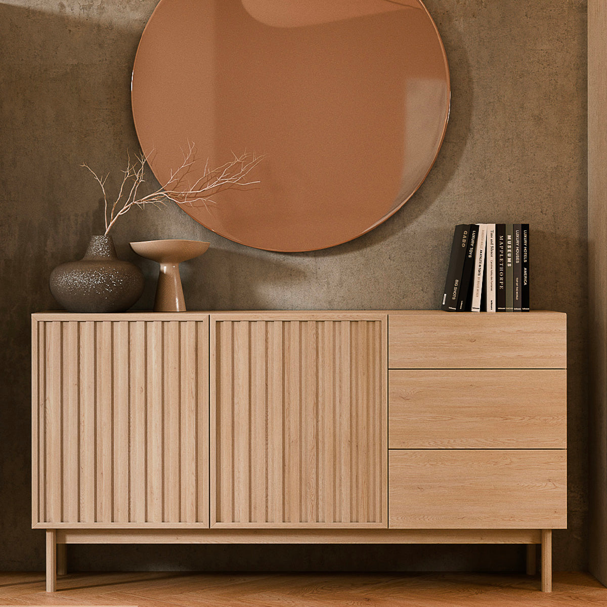 Buffet 2 portes 3 tiroirs Idor Bois - vue 2