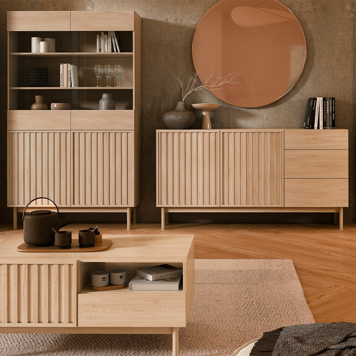 Buffet 2 portes 3 tiroirs Idor Bois - vue 3