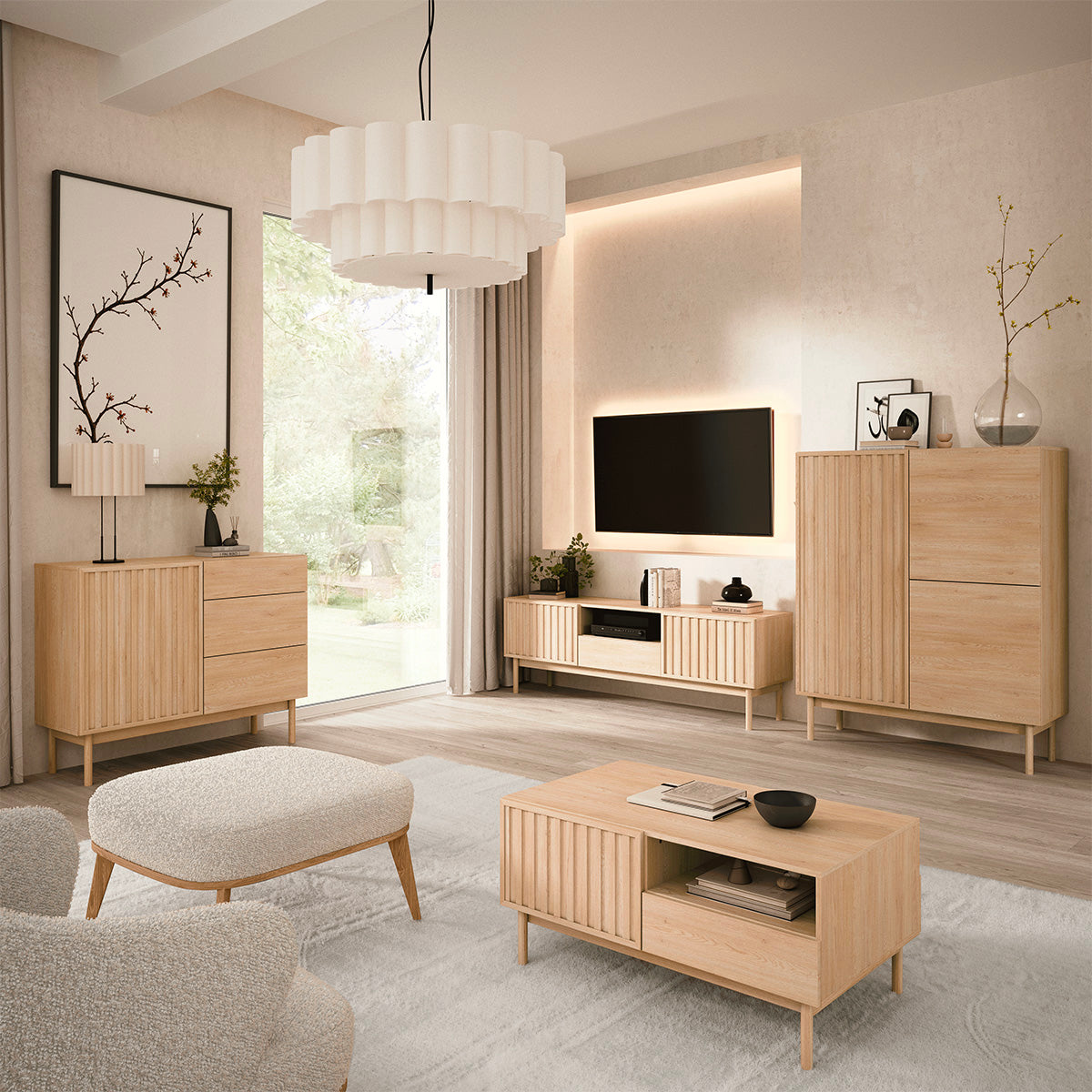Meuble TV 3 portes 160 cm Idor Bois - vue 3