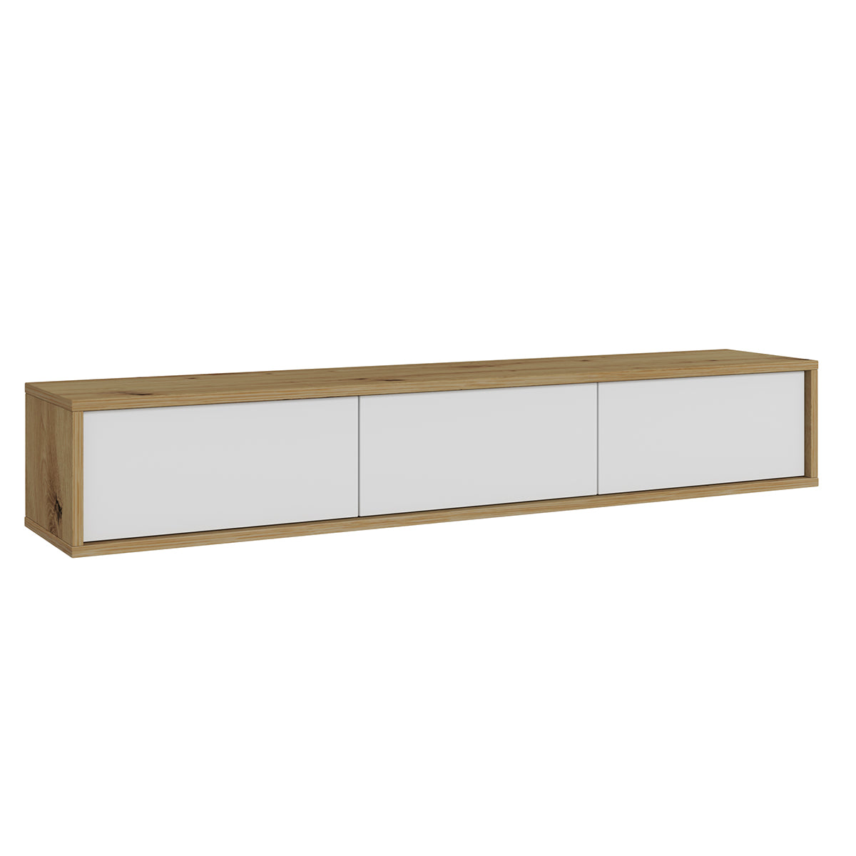 Meuble TV mural 3 portes 180 cm Idra Bois et Blanc