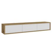 Meuble TV mural 3 portes 180 cm Idra Bois et Blanc