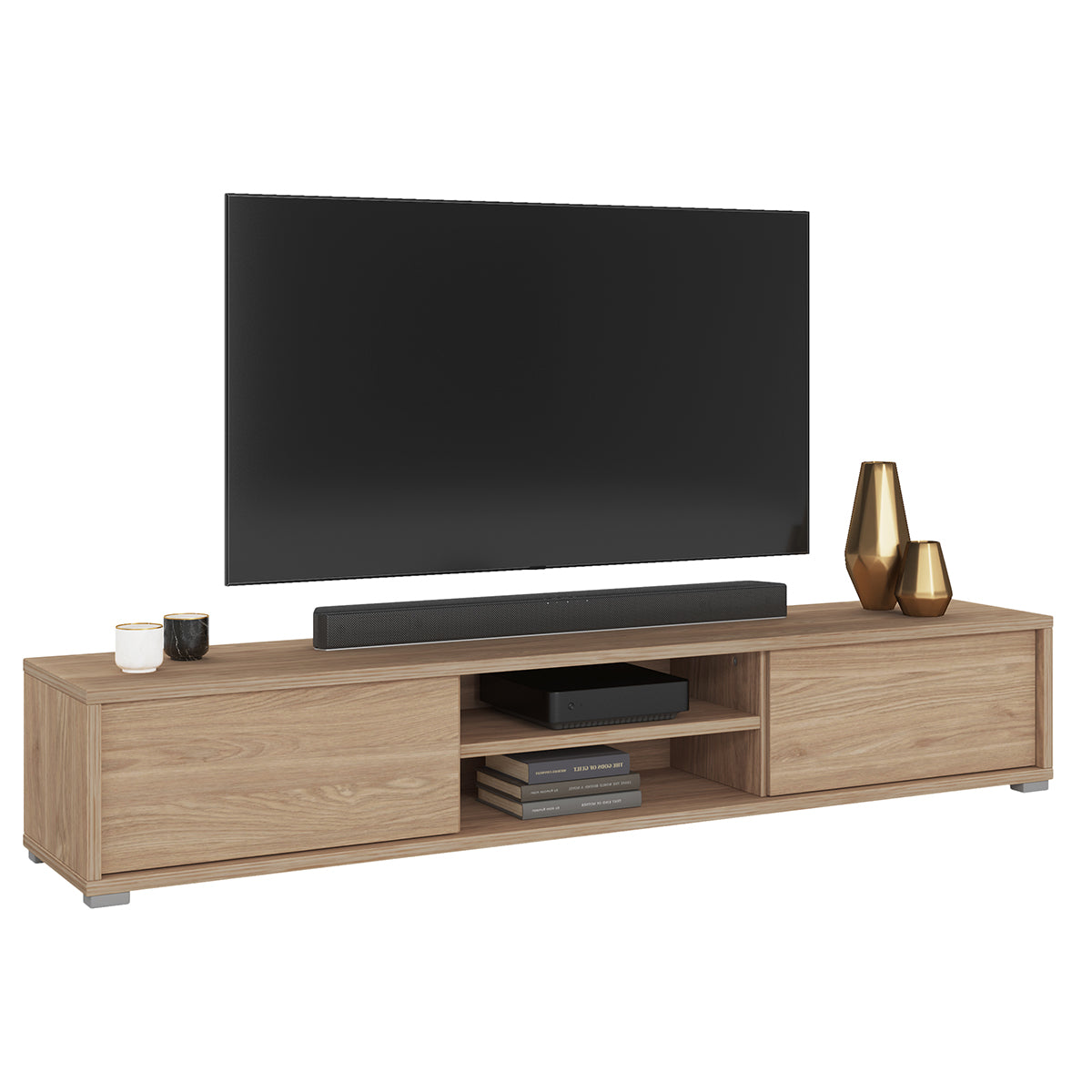 Meuble TV mural 2 portes 180 cm Idra Bois - vue 6