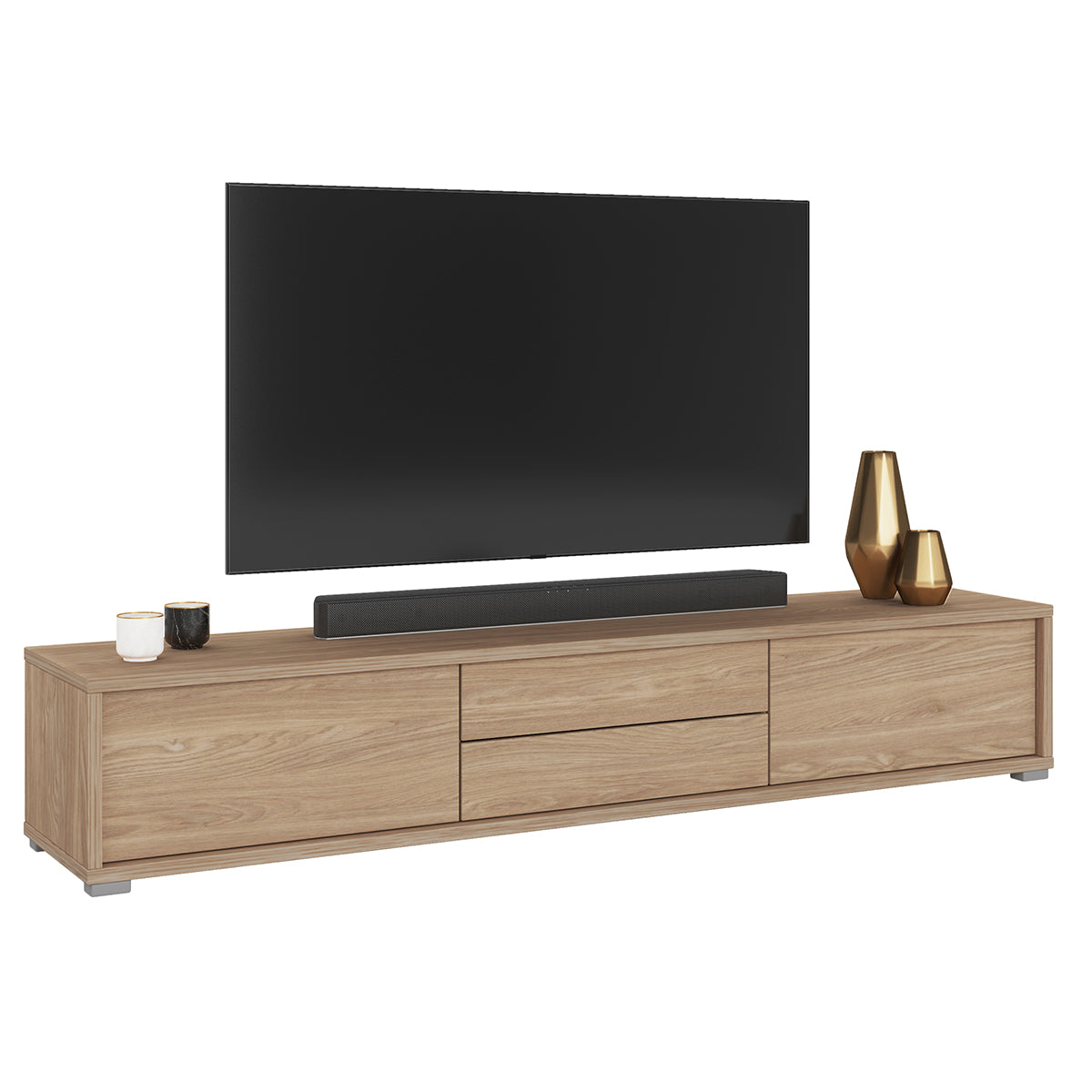 Meuble TV mural 2 portes 2 tiroirs 180 cm Idra Bois - vue 6