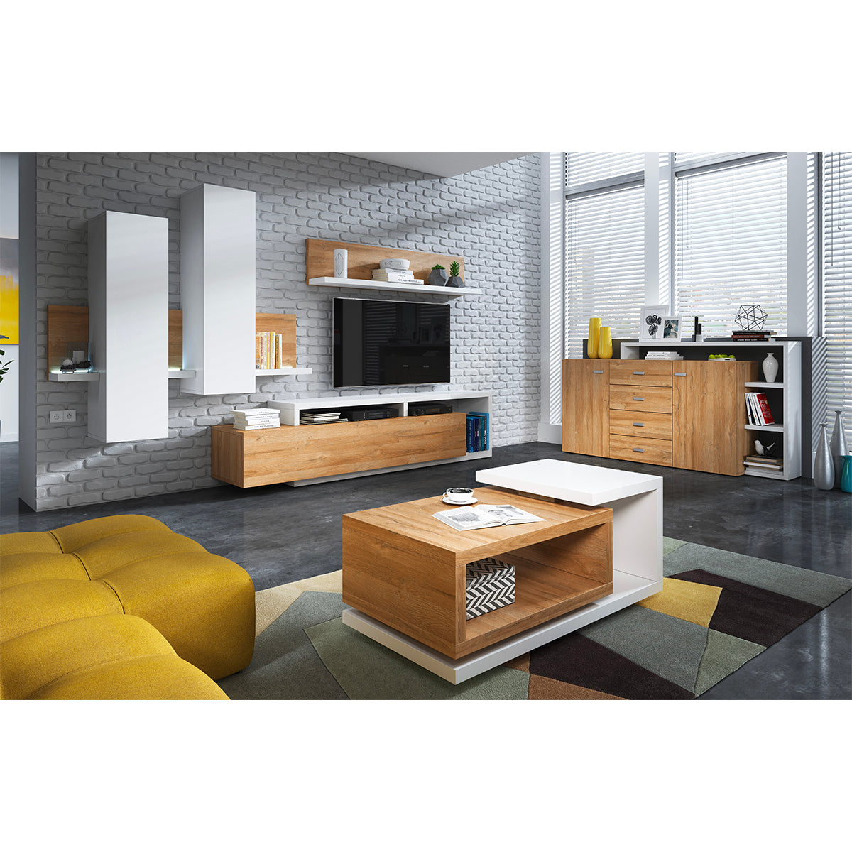 Table basse Ilyes Bois et Blanc - vue 3