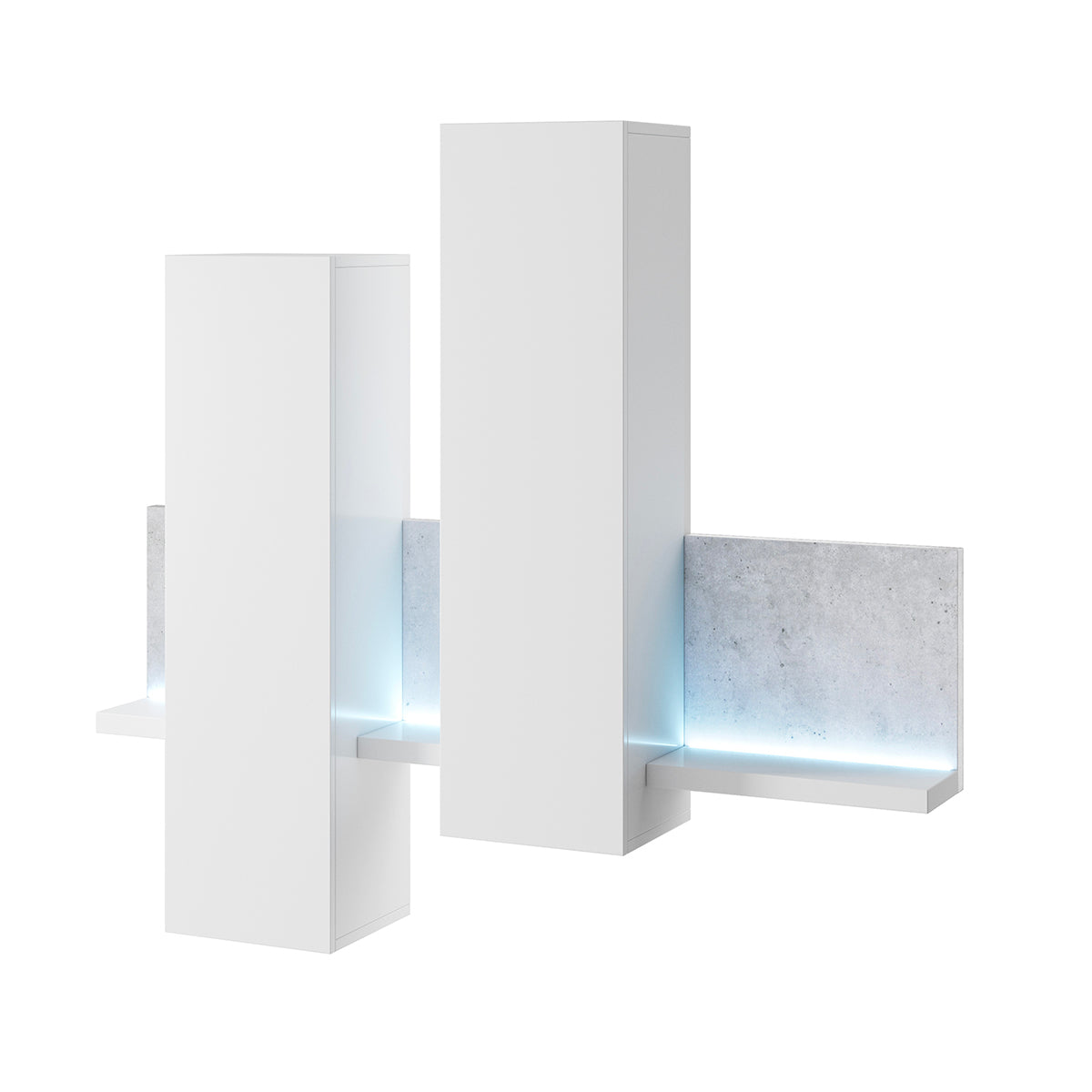 Étagère et armoire murale 150 cm Ilyes Blanc et Béton