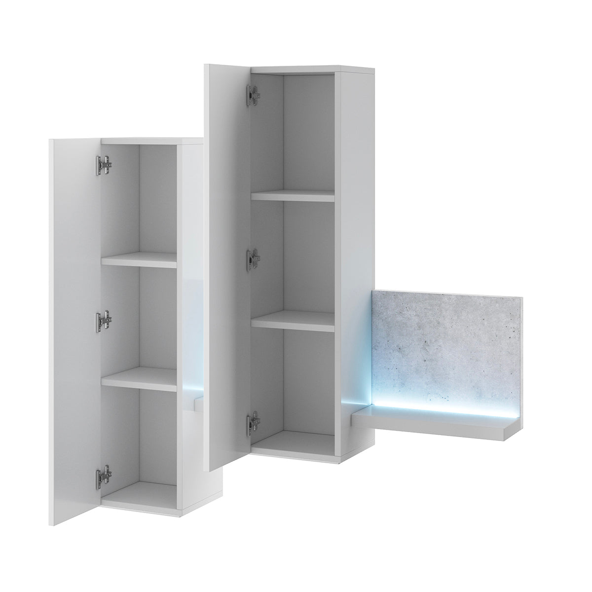 Étagère et armoire murale 150 cm Ilyes Blanc et Béton - vue 2