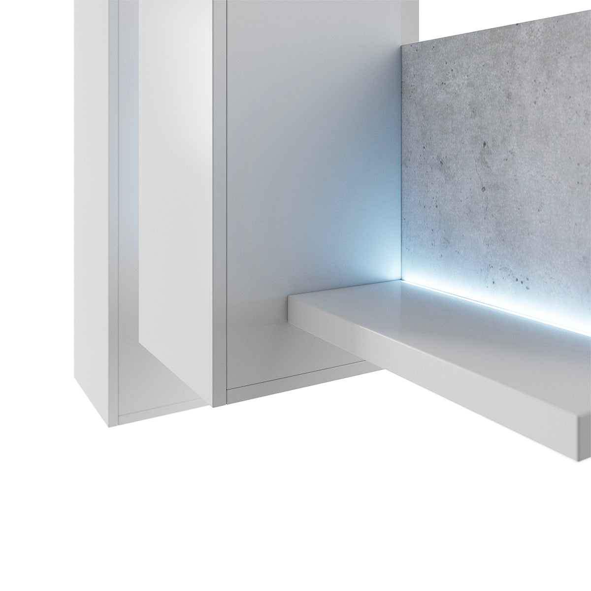 Étagère et armoire murale 150 cm Ilyes Blanc et Béton - vue 3