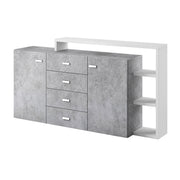 Buffet 2 portes 4 tiroirs Ilyes Blanc et Béton