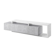 Meuble TV 1 tiroir 219 cm Ilyes Blanc et Béton