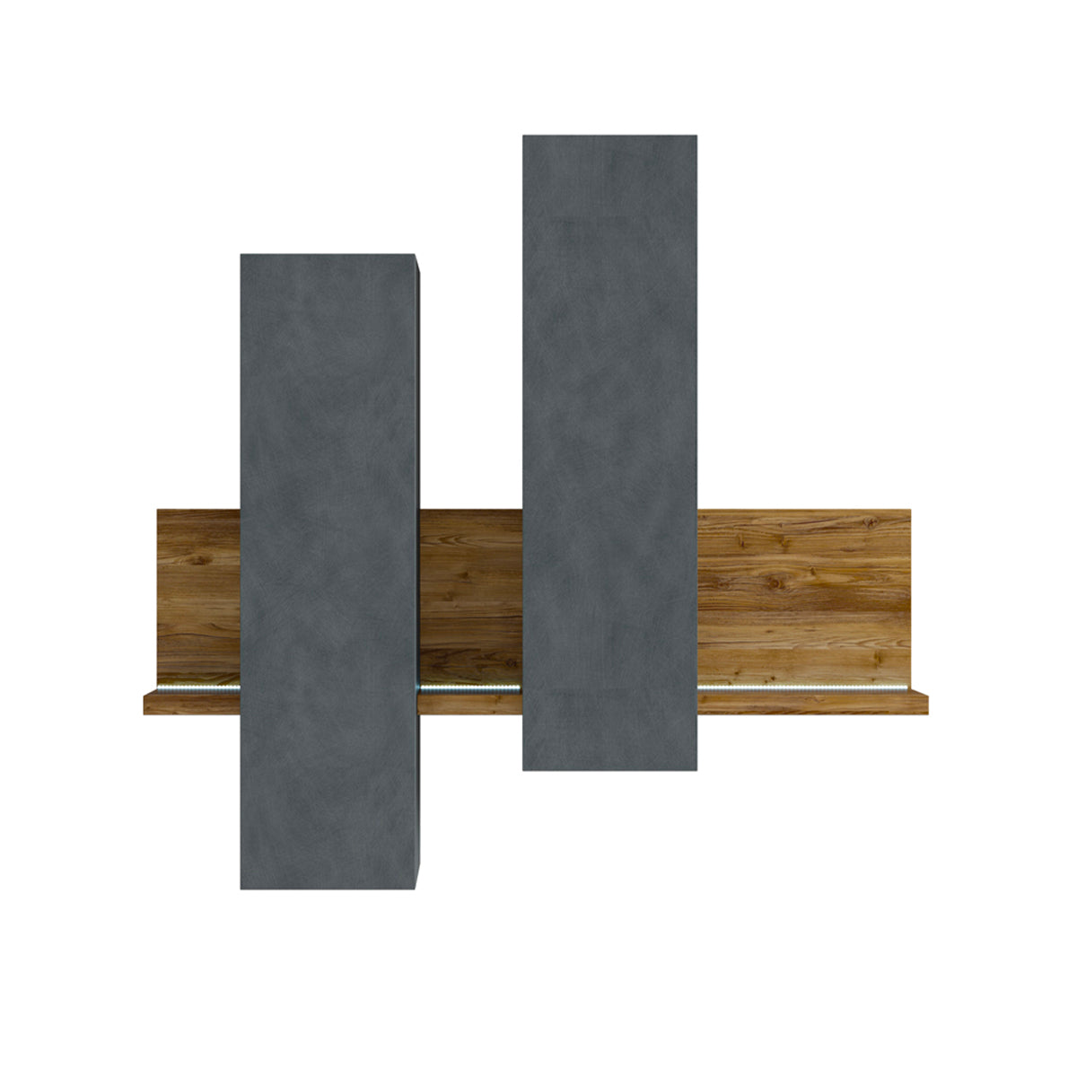 Étagère et armoire murale 150 cm Ilyes Gris et Bois - vue 3