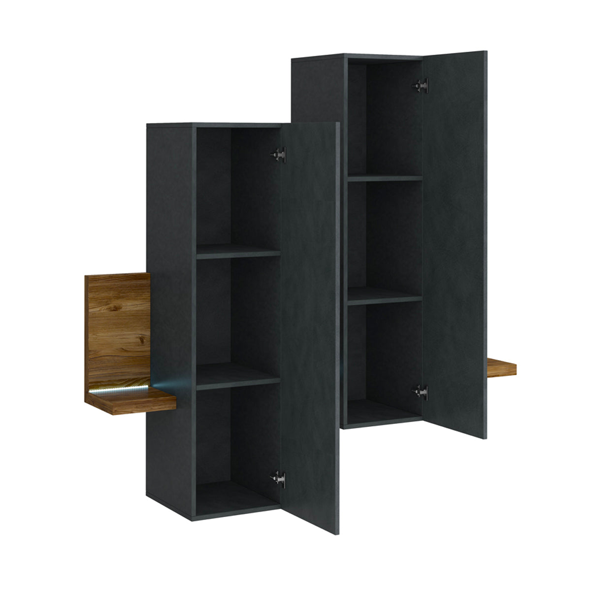Étagère et armoire murale 150 cm Ilyes Gris et Bois - vue 2