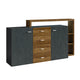 Buffet 2 portes 4 tiroirs Ilyes Gris et Bois
