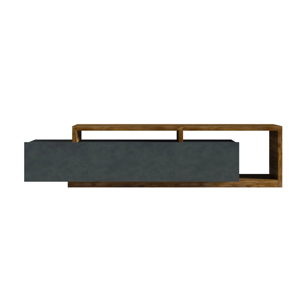Meuble TV 1 tiroir 219 cm Ilyes Gris et Bois - vue 2