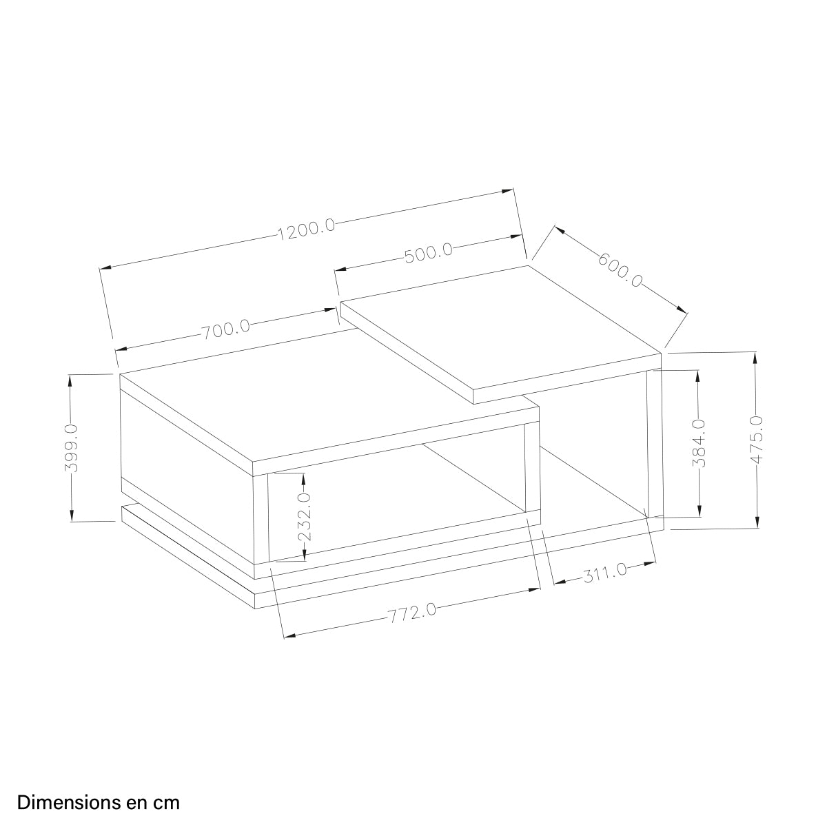 Table basse Ilyes Blanc et Béton - vue 5