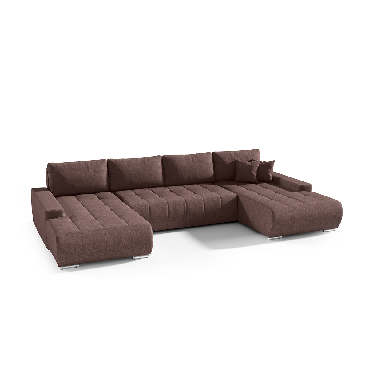 Canapé U 5 places convertible coffre Jonas Marron