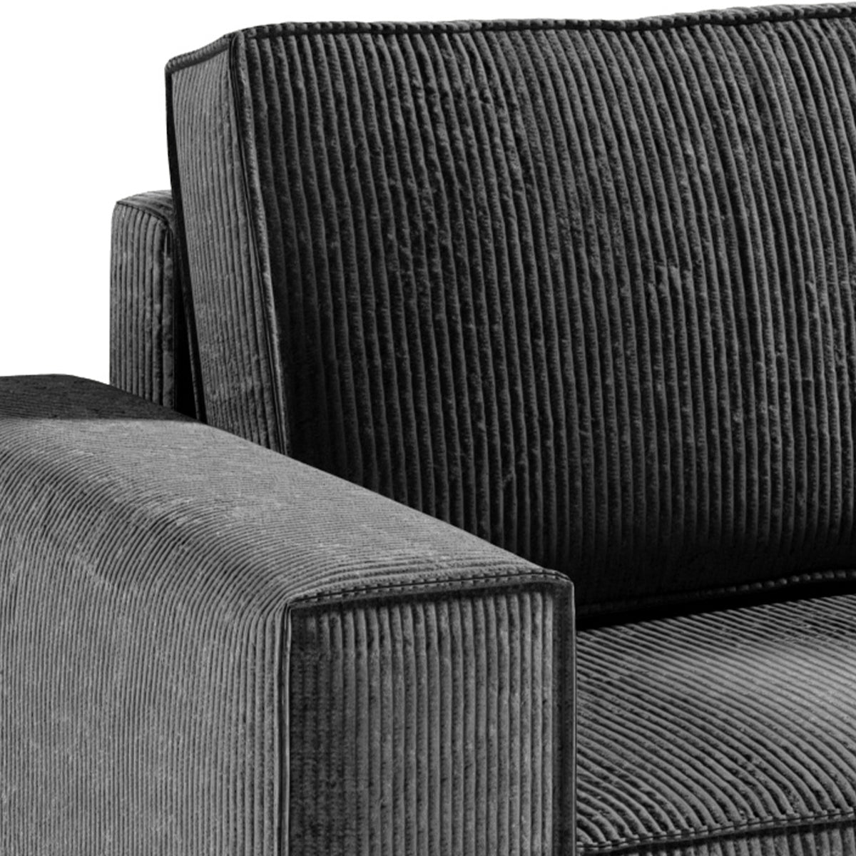 Canapé d'angle réversible et convertible 4 places avec coffre Isaac velours côtelé Gris Foncé - vue 2