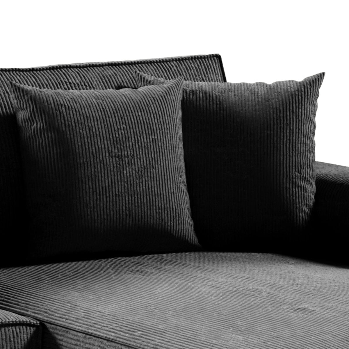 Canapé d'angle réversible et convertible 4 places avec coffre Isaac velours côtelé Gris Foncé - vue 4