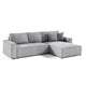 Canapé d'angle réversible et convertible 4 places avec coffre Isaac velours côtelé Gris Clair