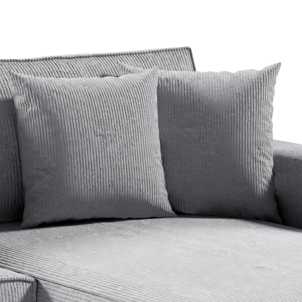 Canapé d'angle réversible et convertible 4 places avec coffre Isaac velours côtelé Gris Clair - vue 4