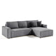 Canapé d'angle réversible et convertible 4 places avec coffre Isaac velours côtelé Gris