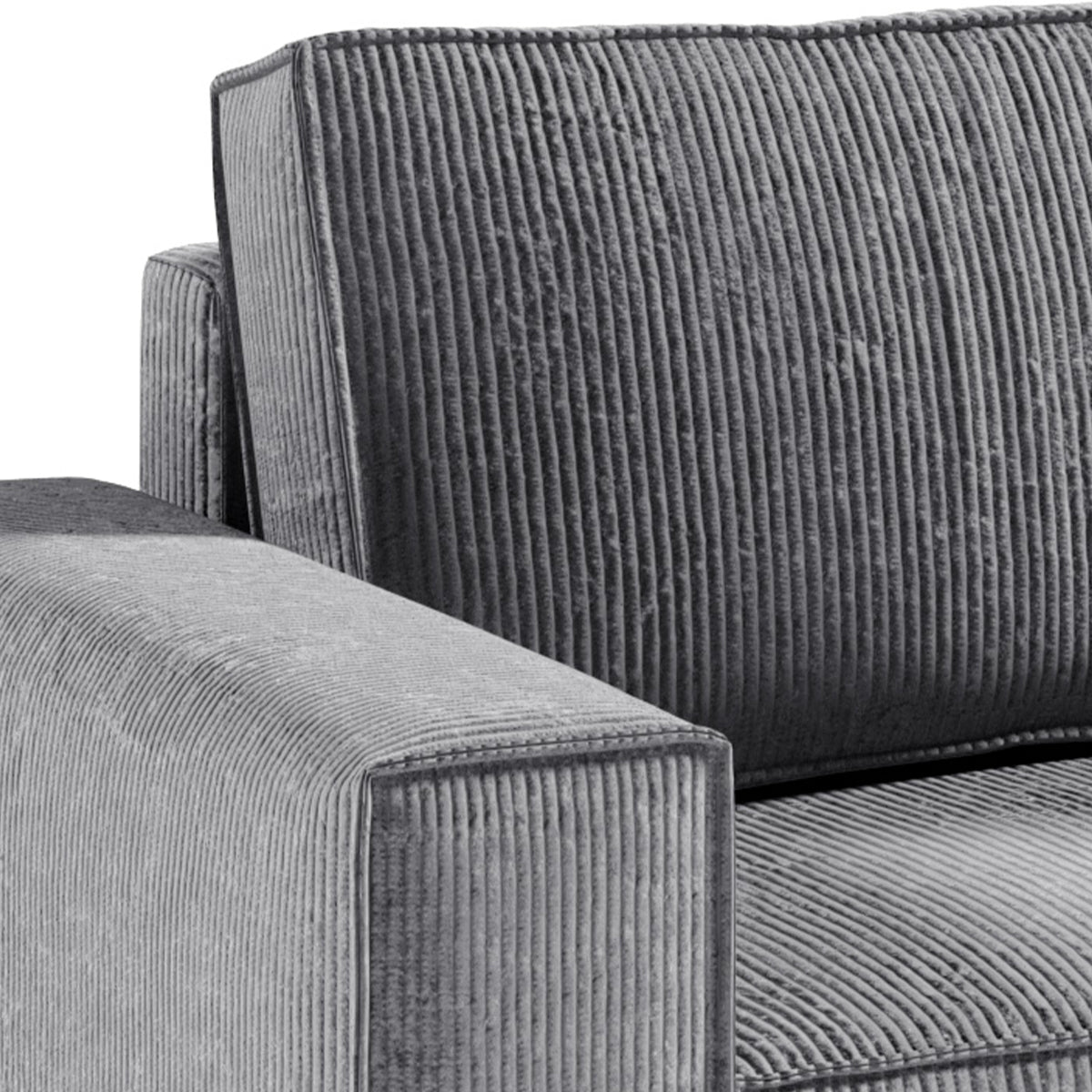 Canapé d'angle réversible et convertible 4 places avec coffre Isaac velours côtelé Gris - vue 2