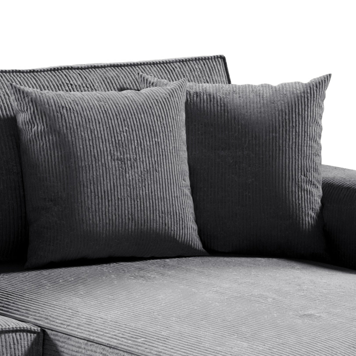 Canapé d'angle réversible et convertible 4 places avec coffre Isaac velours côtelé Gris - vue 4