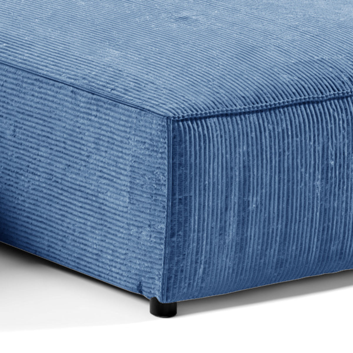 Canapé U 5 places convertible coffre Isaac velours côtelé Bleu - vue 3