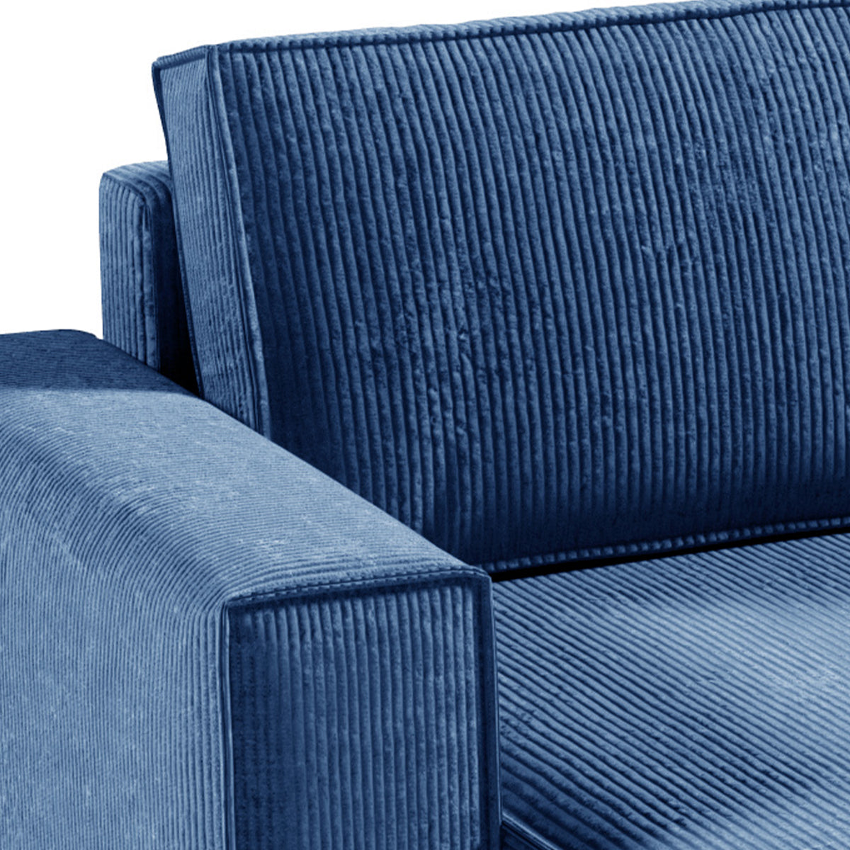 Canapé U 5 places convertible coffre Isaac velours côtelé Bleu - vue 2