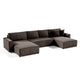 Canapé U 5 places convertible coffre Isaac velours côtelé Marron
