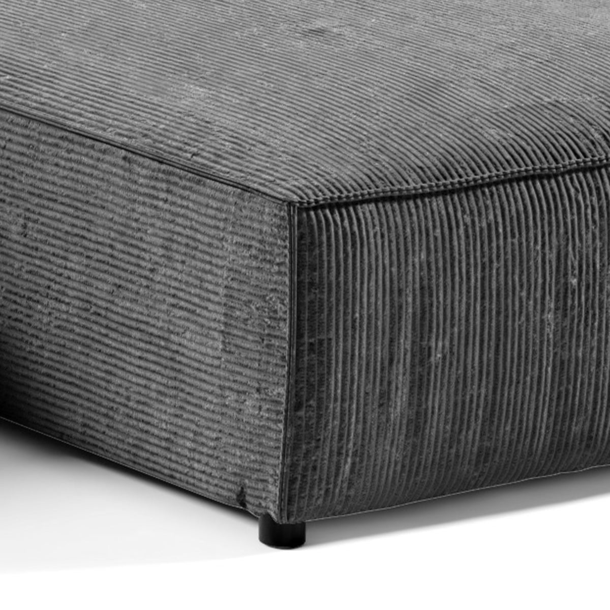 Canapé U 5 places convertible coffre Isaac velours côtelé Gris Foncé - vue 3