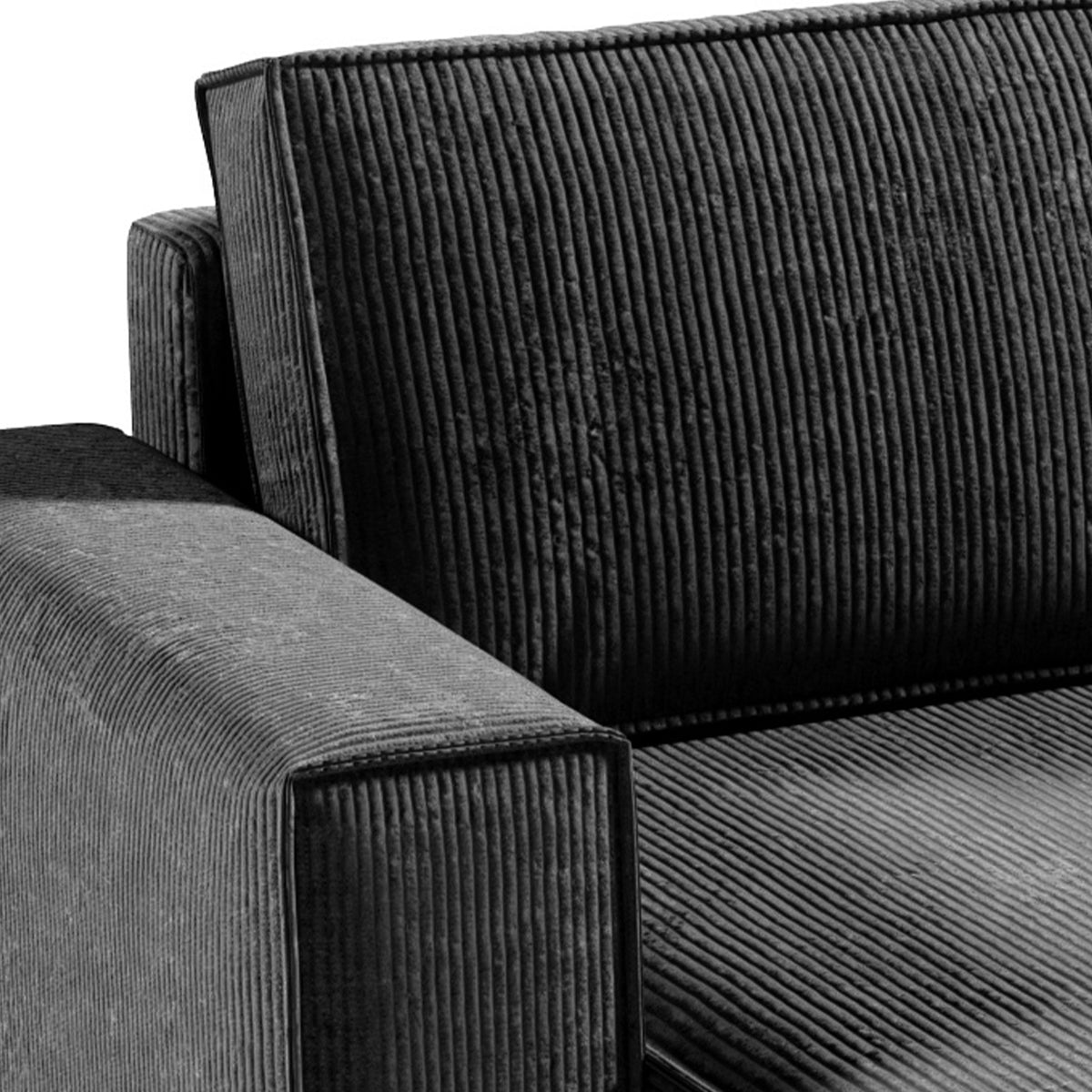 Canapé U 5 places convertible coffre Isaac velours côtelé Gris Foncé - vue 2