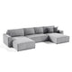 Canapé U 5 places convertible coffre Isaac velours côtelé Gris Clair